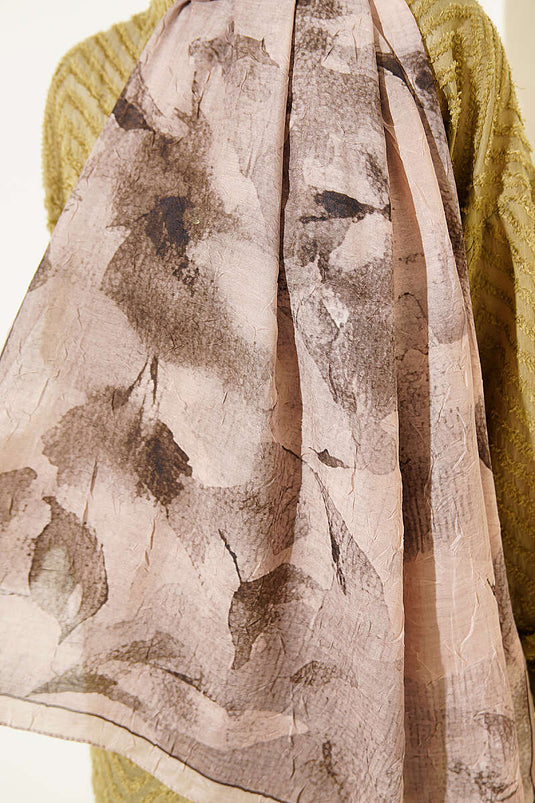 Gemusterter Bambus-Strickschal In Beige