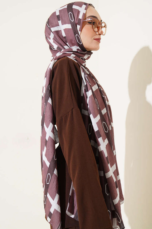 شال من الخيزران بنقوش، لون قهوة