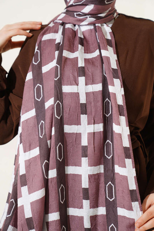 شال من الخيزران بنقوش، لون قهوة