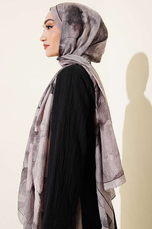 Gemustertes Bambus-Strickschal In Beige
