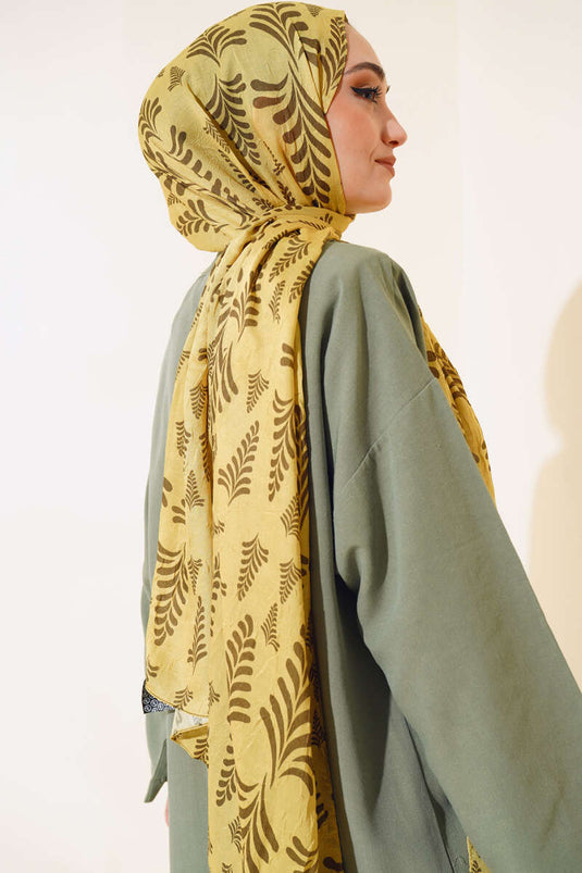 Châle Bambou à Motifs Vert Pétrole