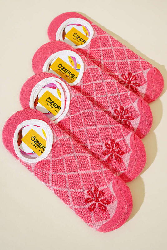 Patterned Women's Ballerina Socks Set of 4 Pomegranate Flower