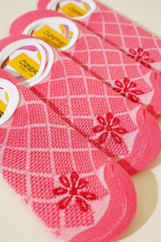 Patterned Women's Ballerina Socks Set of 4 Pomegranate Flower