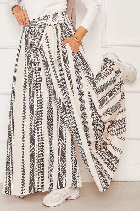 تنورة بنطلون بحزام خصر منقوش - 11