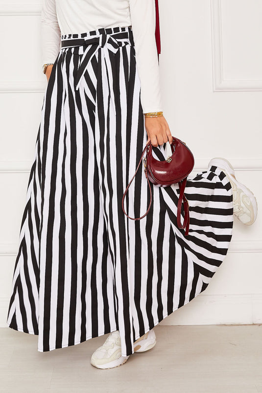 تنورة بنطلون بحزام خصر منقوش - 15