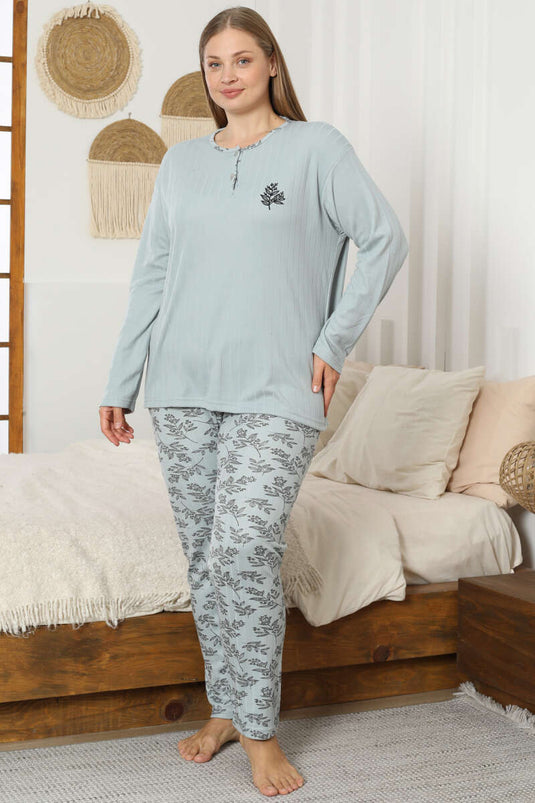 Ensemble pyjama grande taille à motifs vert clair