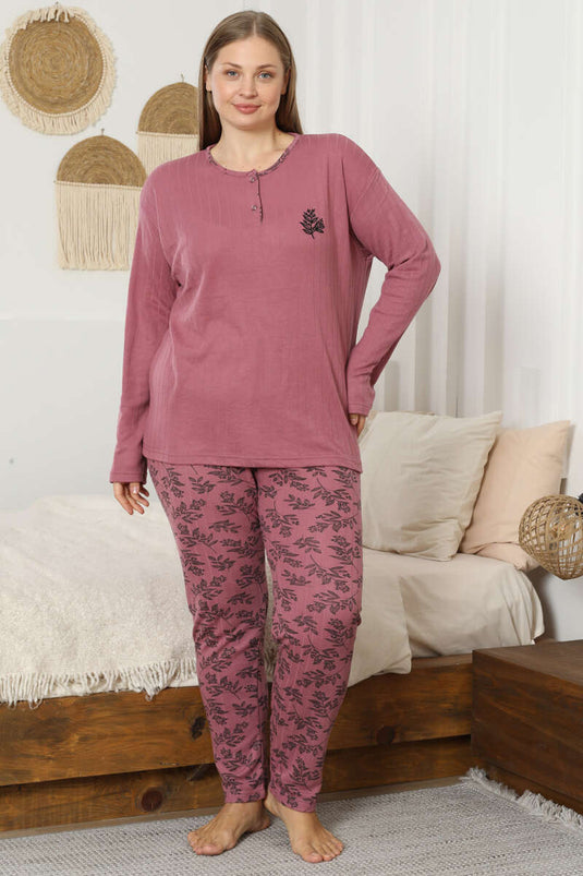 Ensemble pyjama grande taille à motifs, rose