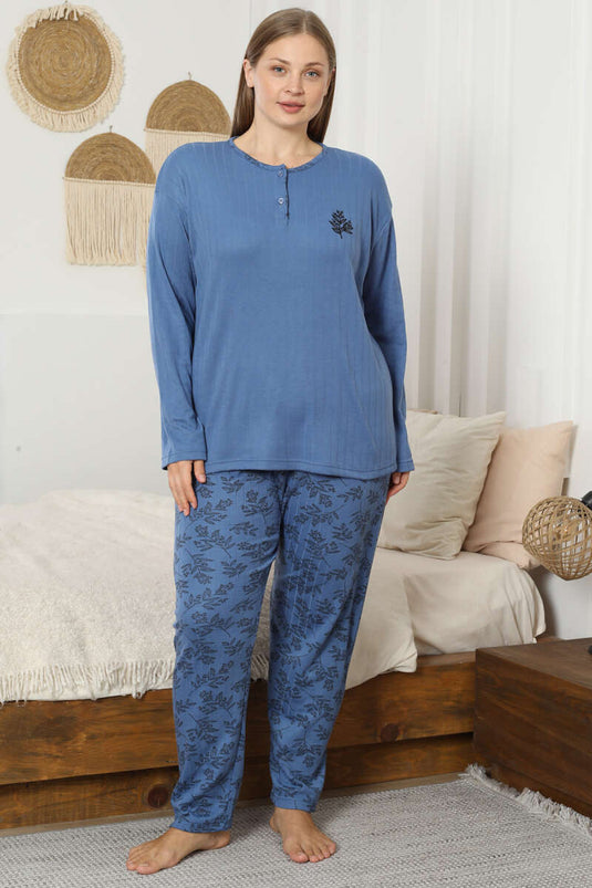 Ensemble pyjama grande taille à motifs indigo