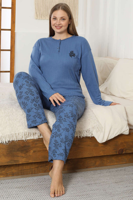 Ensemble pyjama grande taille à motifs indigo