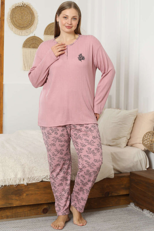 Ensemble pyjama grande taille à motifs rose poudré