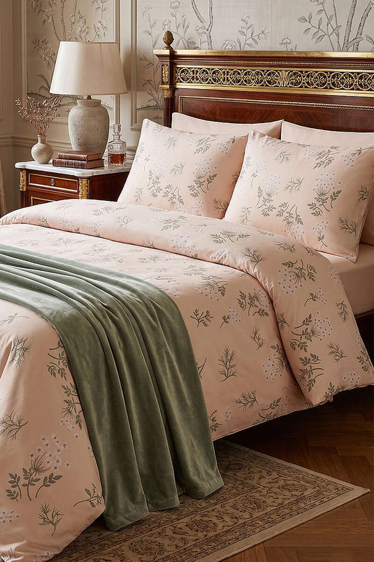 Ensemble de housse de couette double à motifs beige