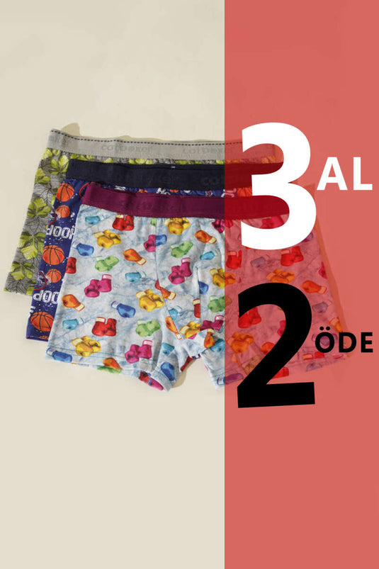Patterned Cotton Boxer Shorts, 3-Pack, Lycra Printed Boxer Shorts, Assorted (1)