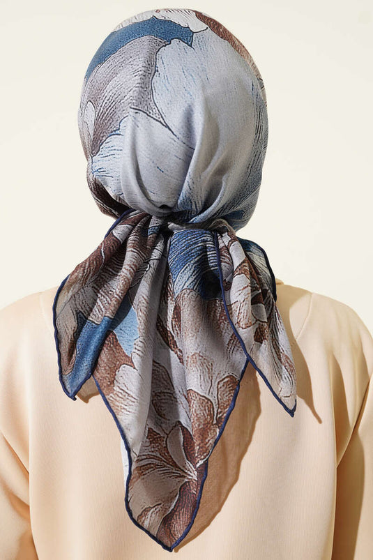 Desenli Demore Lacivert Serisi Eşarp Asorti 6