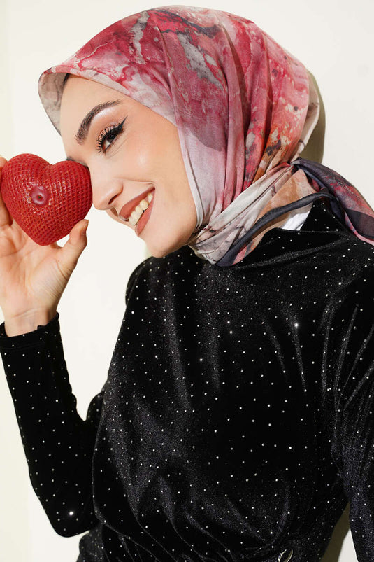 Patterned Digital Print Scarf, Rose Pink