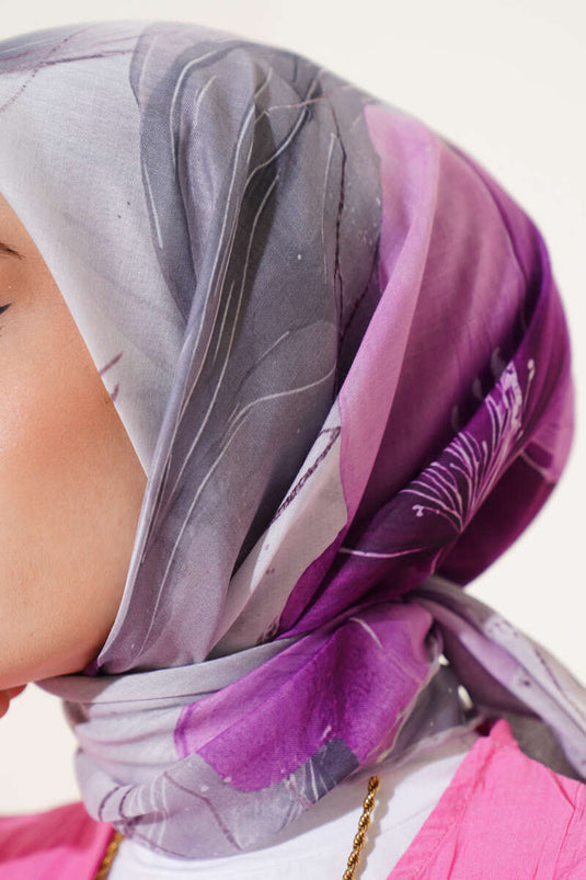 Patterned Marbled Scarf with Stones