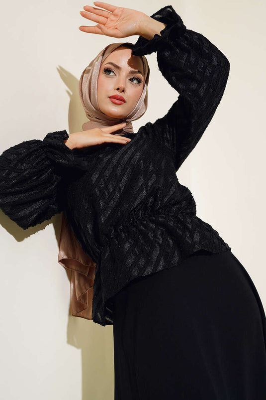 Patterned Skirt Set Black