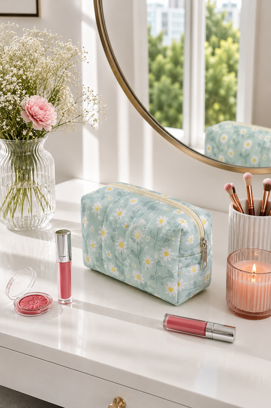 Gemusterte Make-Up-Tasche Mit Reißverschluss Minzgrün