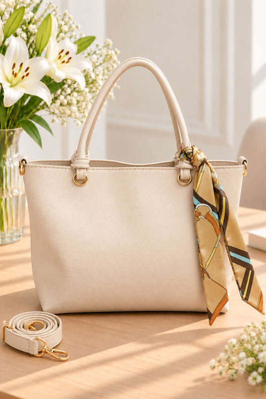 Sac À Main Femme Avec Fular À Motifs Crème