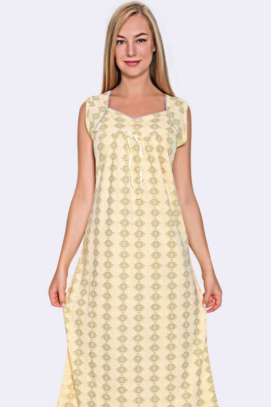 Patterned Wide Strapped Nightgown Pink