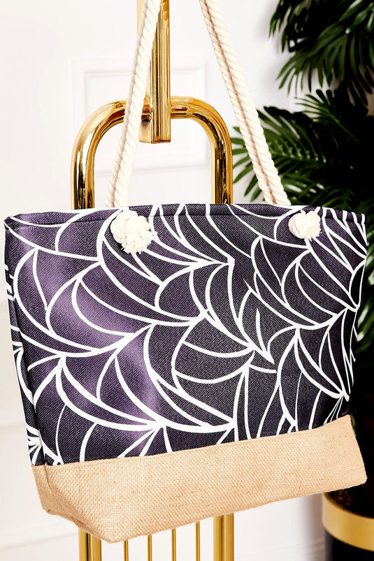 Strandtasche mit gemustertem Strohdetail -127