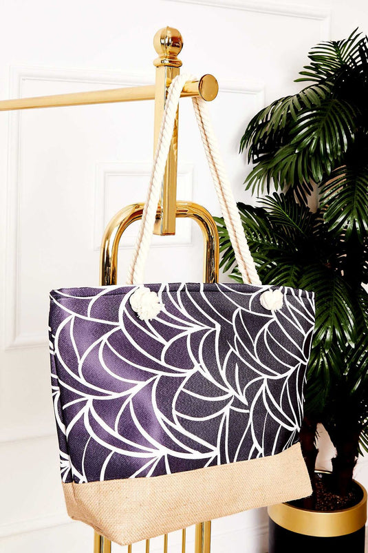 Strandtasche mit gemustertem Strohdetail -127