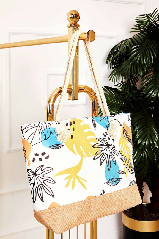 Strandtasche mit gemustertem Strohdetail -131