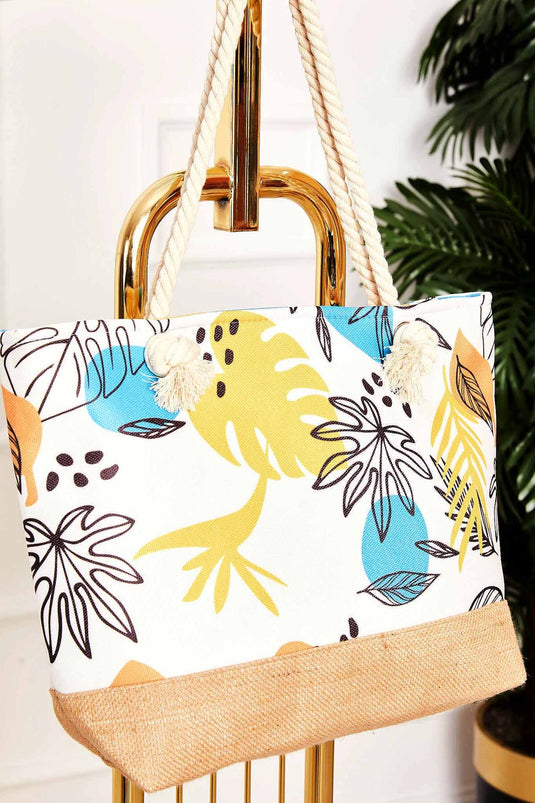 Strandtasche mit gemustertem Strohdetail -131