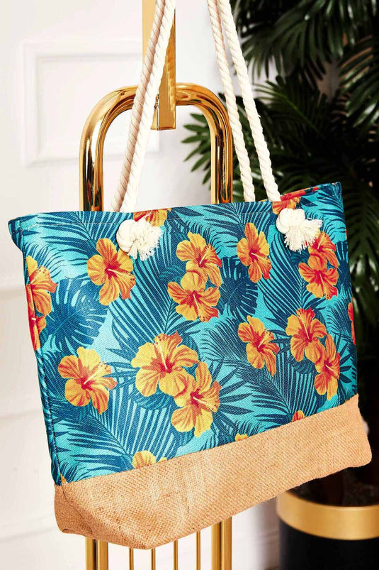 Strandtasche mit gemustertem Strohdetail -132