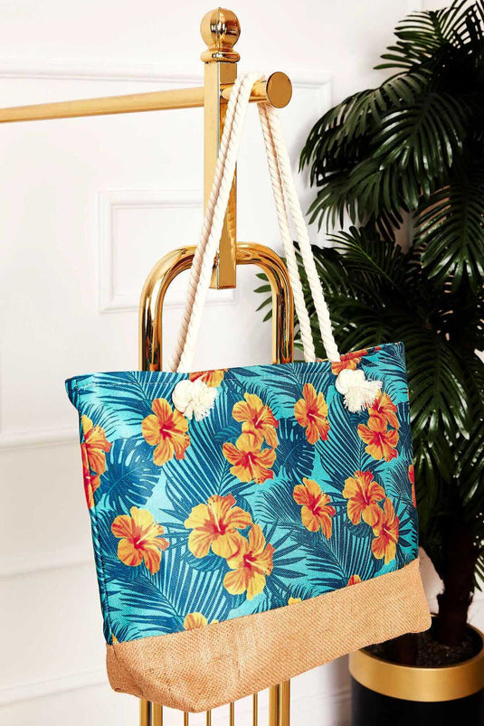 Strandtasche mit gemustertem Strohdetail -132