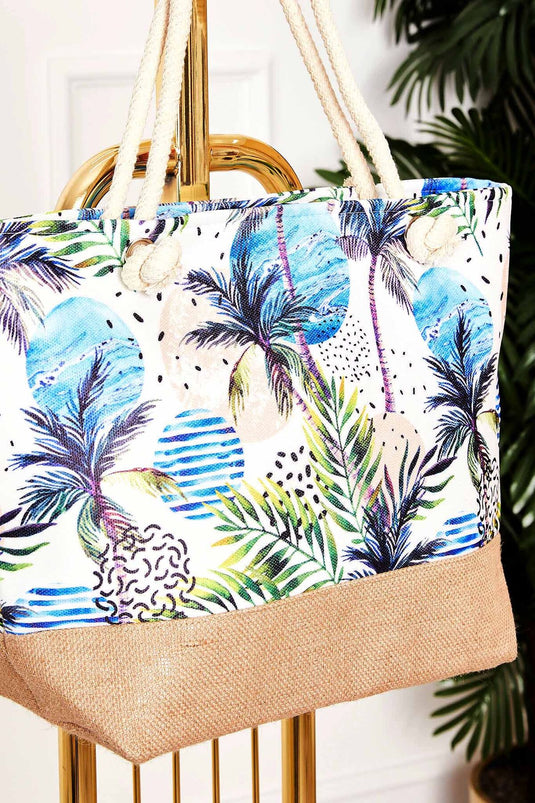 Strandtasche mit gemustertem Strohdetail -133