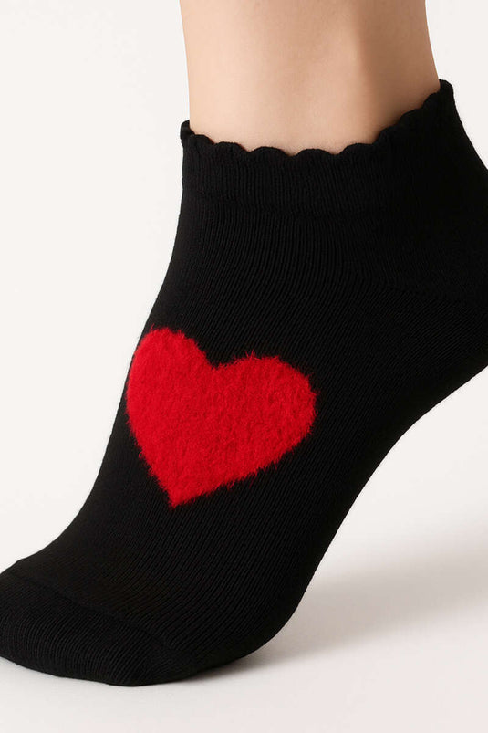 جوارب من قماش تيري منقوشة بقلب