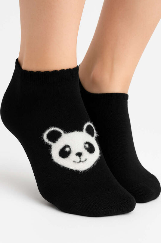 Pantoffelsokken van badstof met panda-print