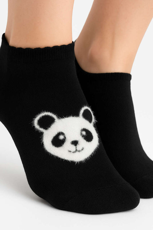 Pantoffelsokken van badstof met panda-print