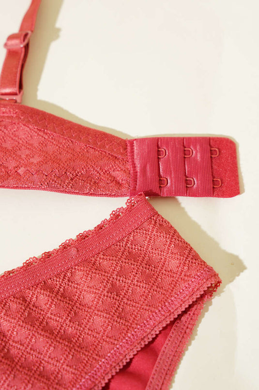 طقم حمالة صدر غير مبطنة من الجاكار بنقشة زهرة الرمان