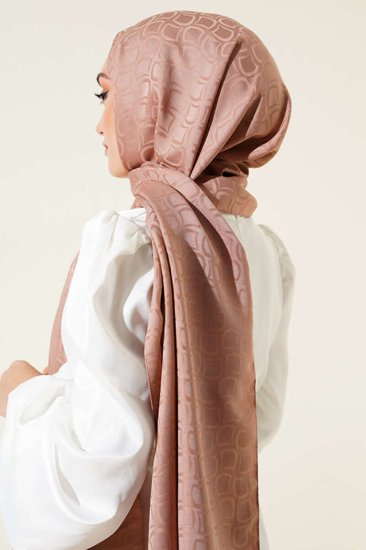 Patterned Jacquard Scarf Peach