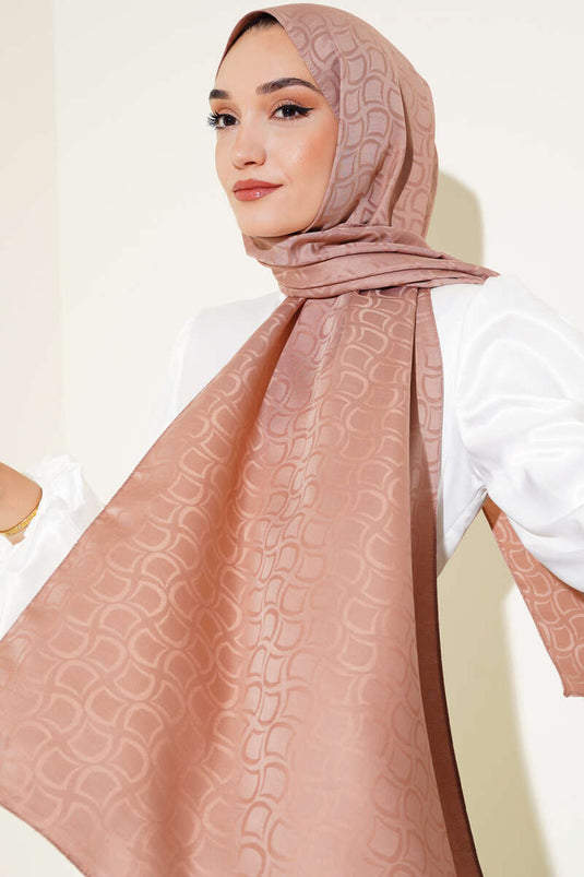 Patterned Jacquard Scarf Peach