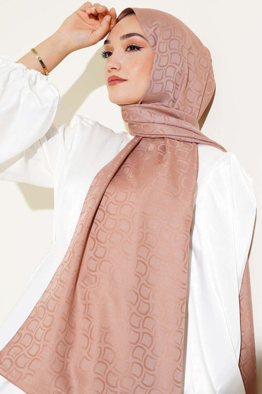 Patterned Jacquard Scarf Peach
