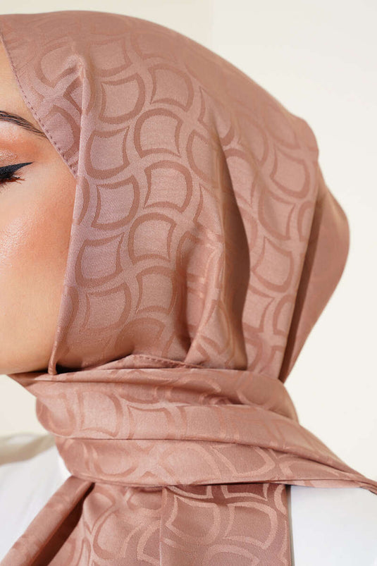 Patterned Jacquard Scarf Peach