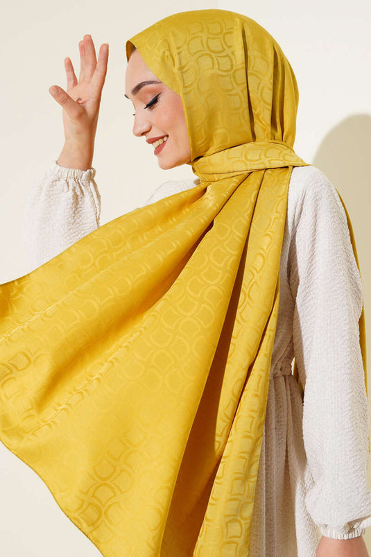 Desenli Jakar Şal Yağ Yeşili