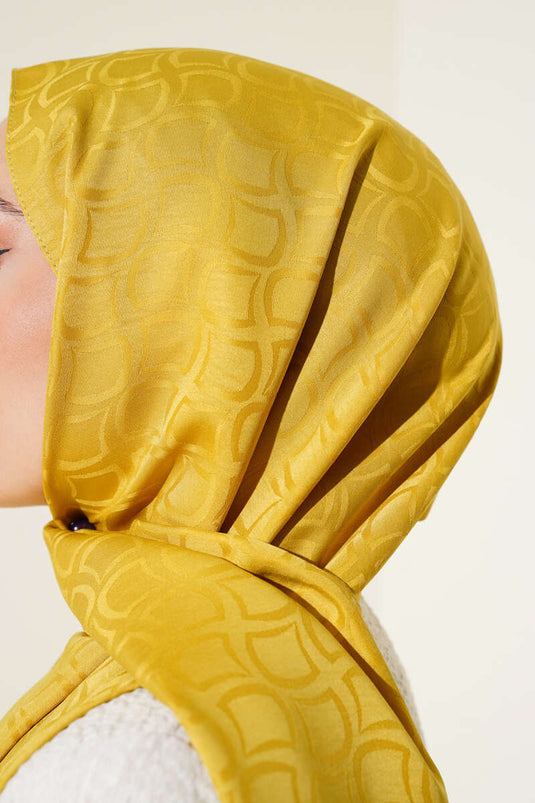 Desenli Jakar Şal Yağ Yeşili