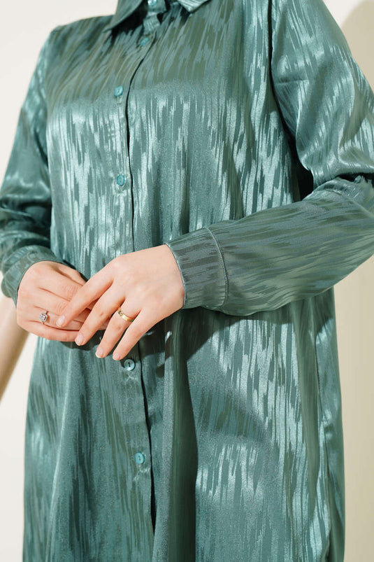 Patterned Jacquard Tunic Two-Piece Set Mint Green