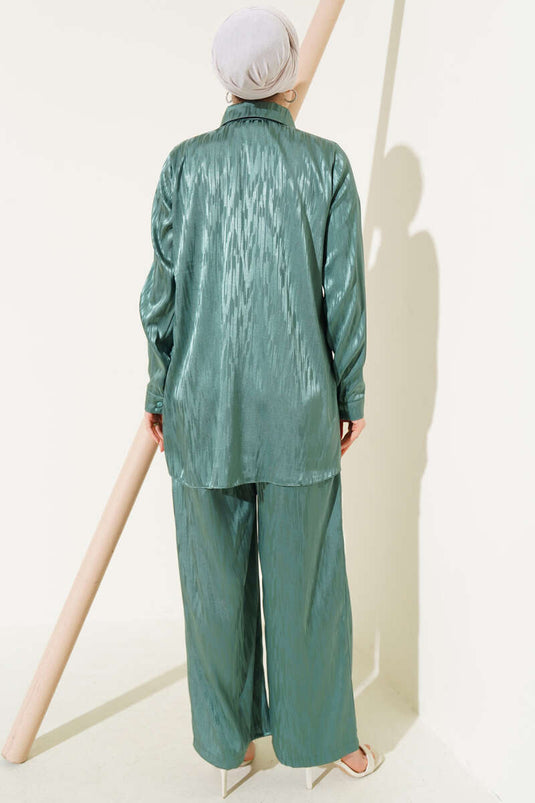 Patterned Jacquard Tunic Two-Piece Set Mint Green