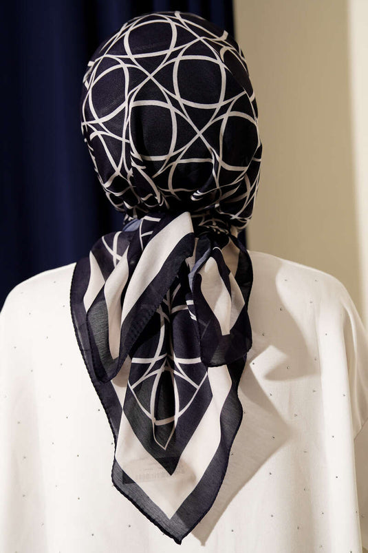 Desenli Lacivert Serisi Eşarp Asorti 12