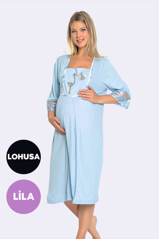 Desenli Gecelik Takım Lila