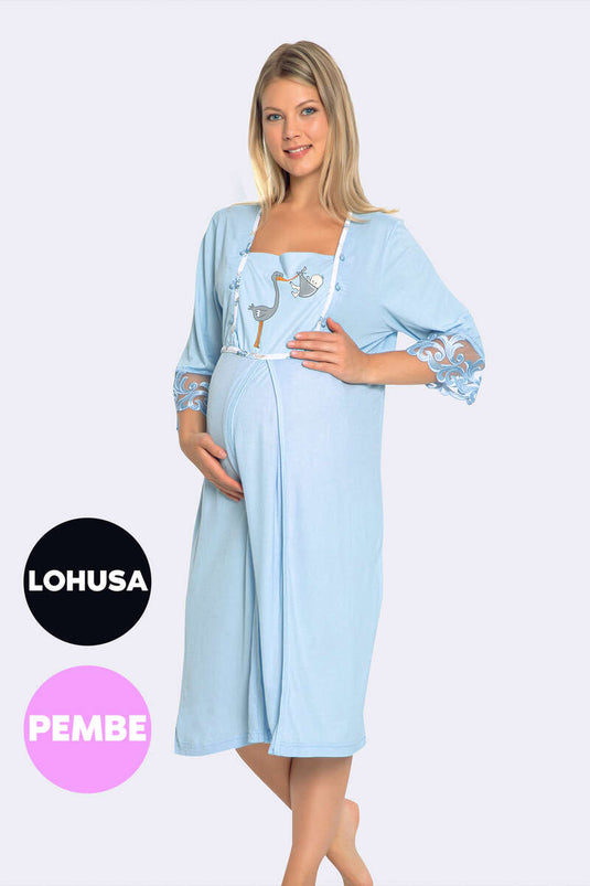 Patterned Nightgown Set Pink