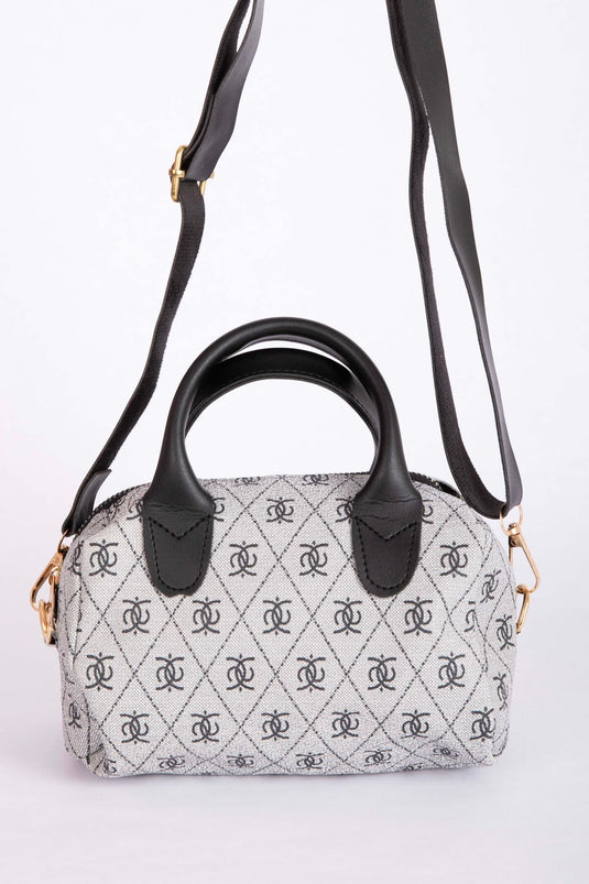 Patterned Small Hand & Shoulder Bag Gray