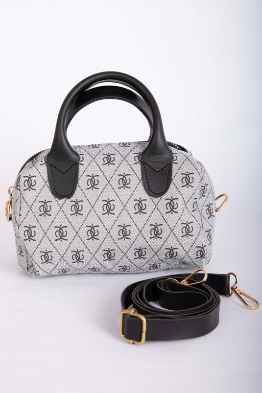 Patterned Small Hand & Shoulder Bag Gray