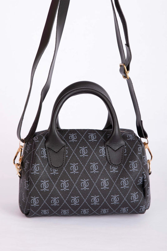 Patterned Small Hand & Shoulder Bag Black
