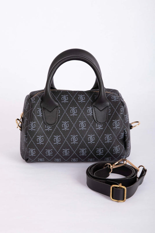 Patterned Small Hand & Shoulder Bag Black