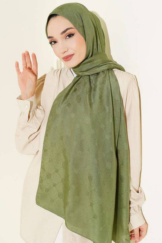 Écharpe à monogramme à motifs, vert clair